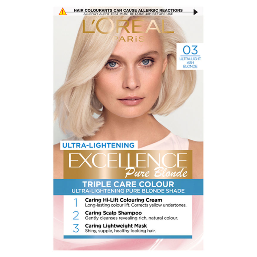 L'Oreal Excellence 03 Ultra-Light Ash Blonde Permanent Hair Dye Hair Colourants & Dyes ASDA   