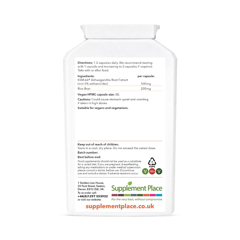 Supplement Place Ashwagandha KSM-66 root extract 500mg 240 capsules - British product
