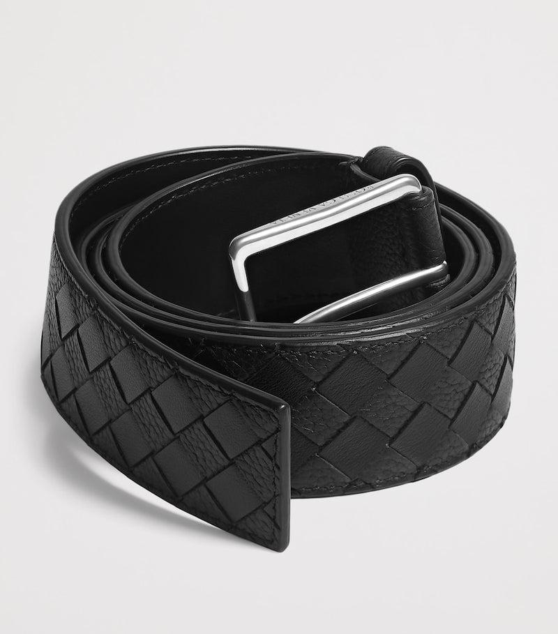 حزام Bottega Veneta Intrecciato من جلد العجل، مستورد من المملكة المتحدة