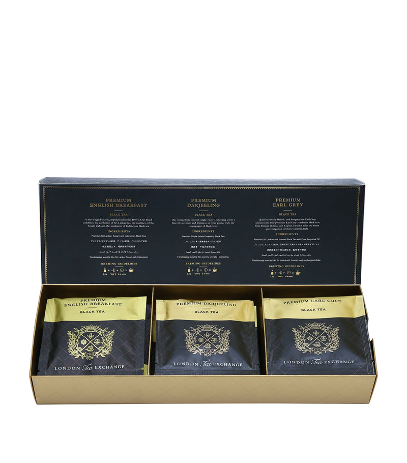 London Tea Exchange Classic Collection tea bags including English Breakfast, Earl Grey, and Darjeeling - 15 tea bags, UK version