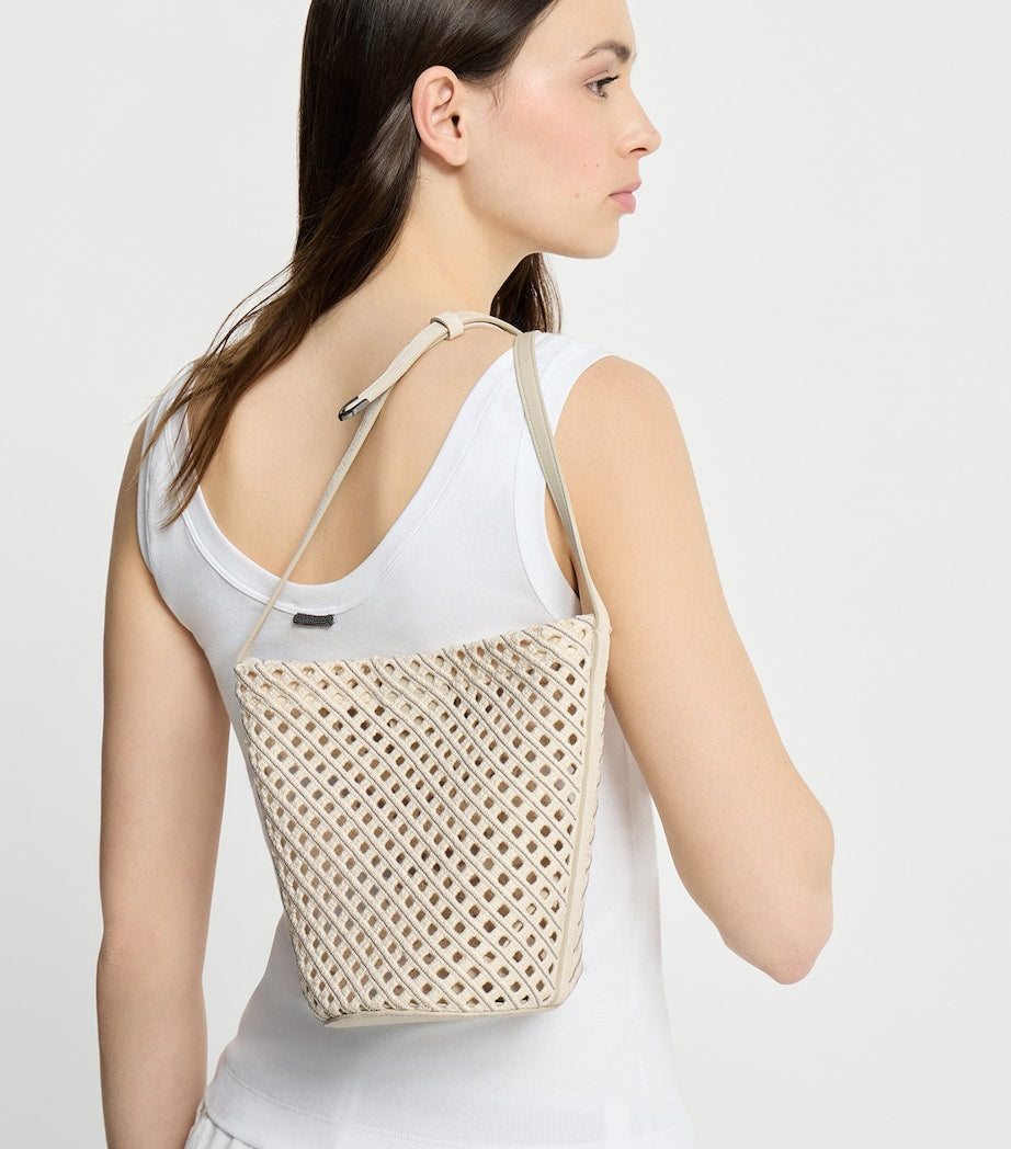 Brunello Cucinelli cotton woven bucket bag, imported from the UK
