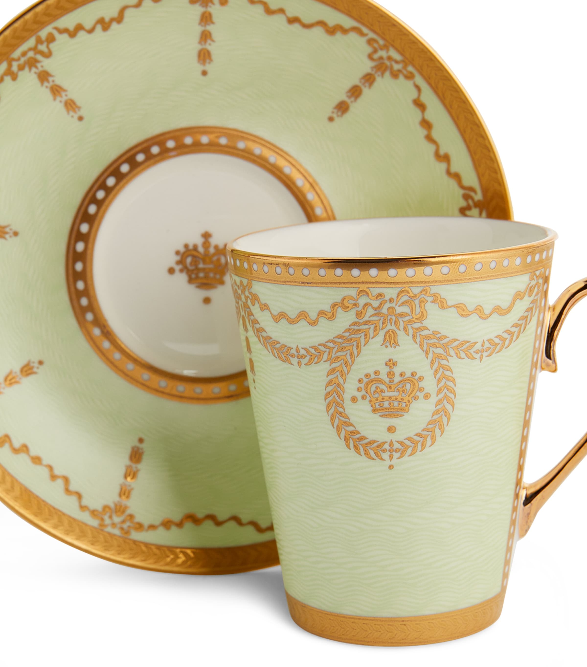 Harrods coffee cup and saucer set with 22-karat gold detailing, 6 pieces, UK version