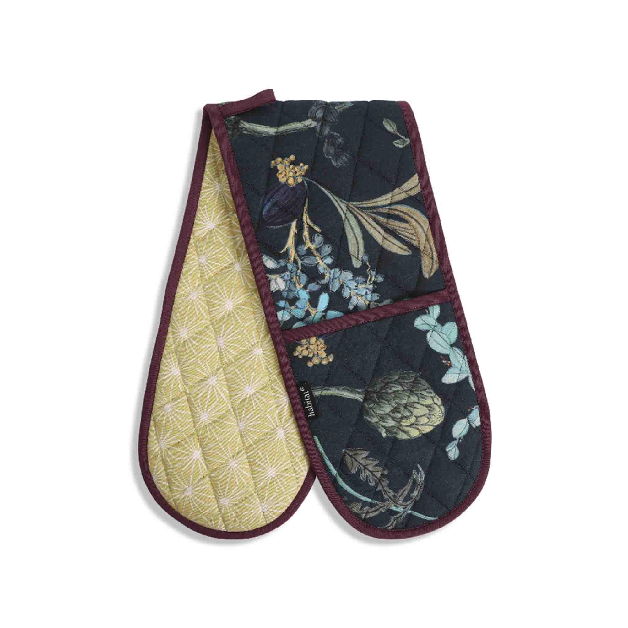 Habitat Winter Floral Double Oven Gloves GOODS Sainsburys   