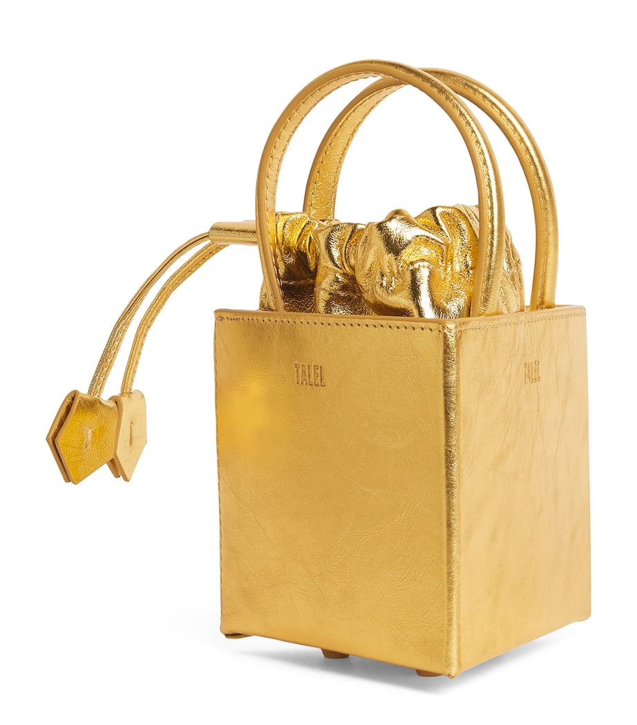 Talel Paris metallic leather triangle top-handle bag (British brand)
