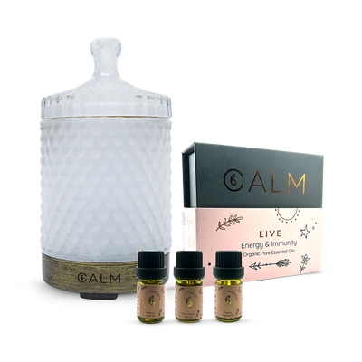 Holland & Barrett B Calm Aroma Diffuser with Live Calm Essential Oil Set, Eucalyptus, Lemon & Peppermint 5ml x3- Buy online at McGrocer