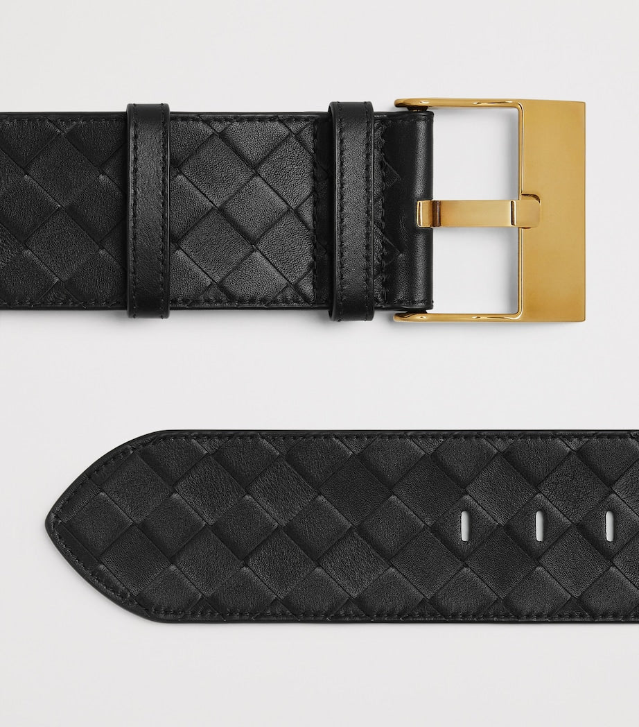 Bottega Veneta large calfskin Intrecciato watch belt, imported from the UK