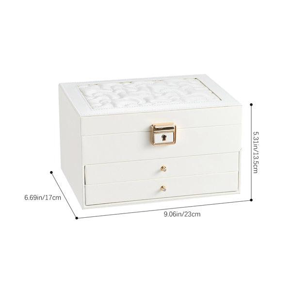 Livingandhome white PU leather jewellery box 23x17x13.5cm, imported from the UK