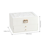 Livingandhome white PU leather jewellery box 23x17x13.5cm, imported from the UK