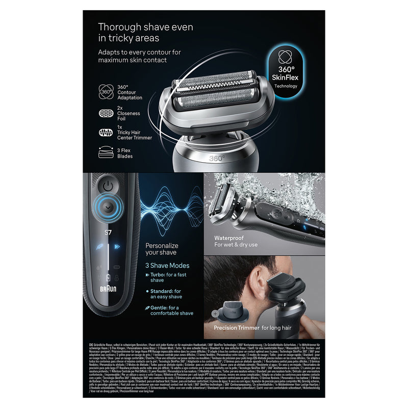 Braun Series 7 electric shaver with SmartCare Center grey (British brand)