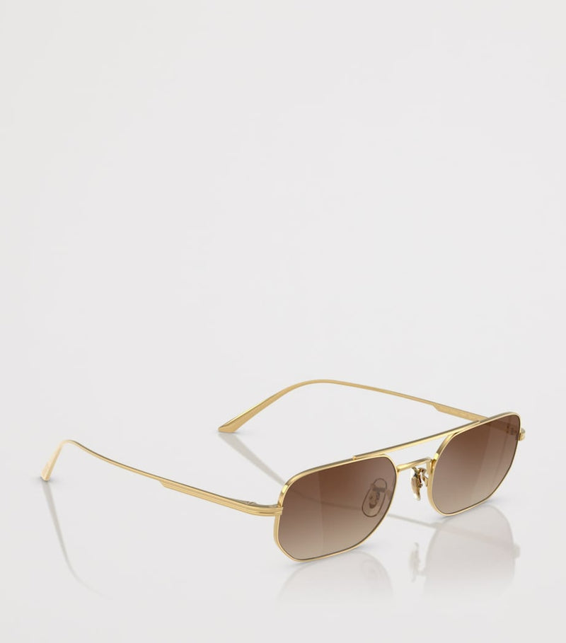 Oliver Peoples 1989C rechteckige Sonnenbrille mit verspiegelten Gläsern (britische Marke)