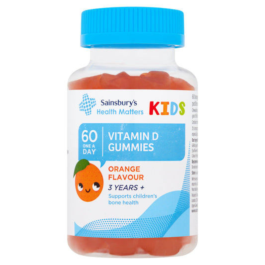 Sainsbury's Kids Vitamin D Gummies Orange Flavour 3 Years + One a Day x60 Vitamins Minerals & Supplements Sainsburys   