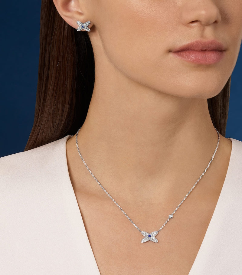 Chaumet white gold diamond sapphire necklace (British brand)