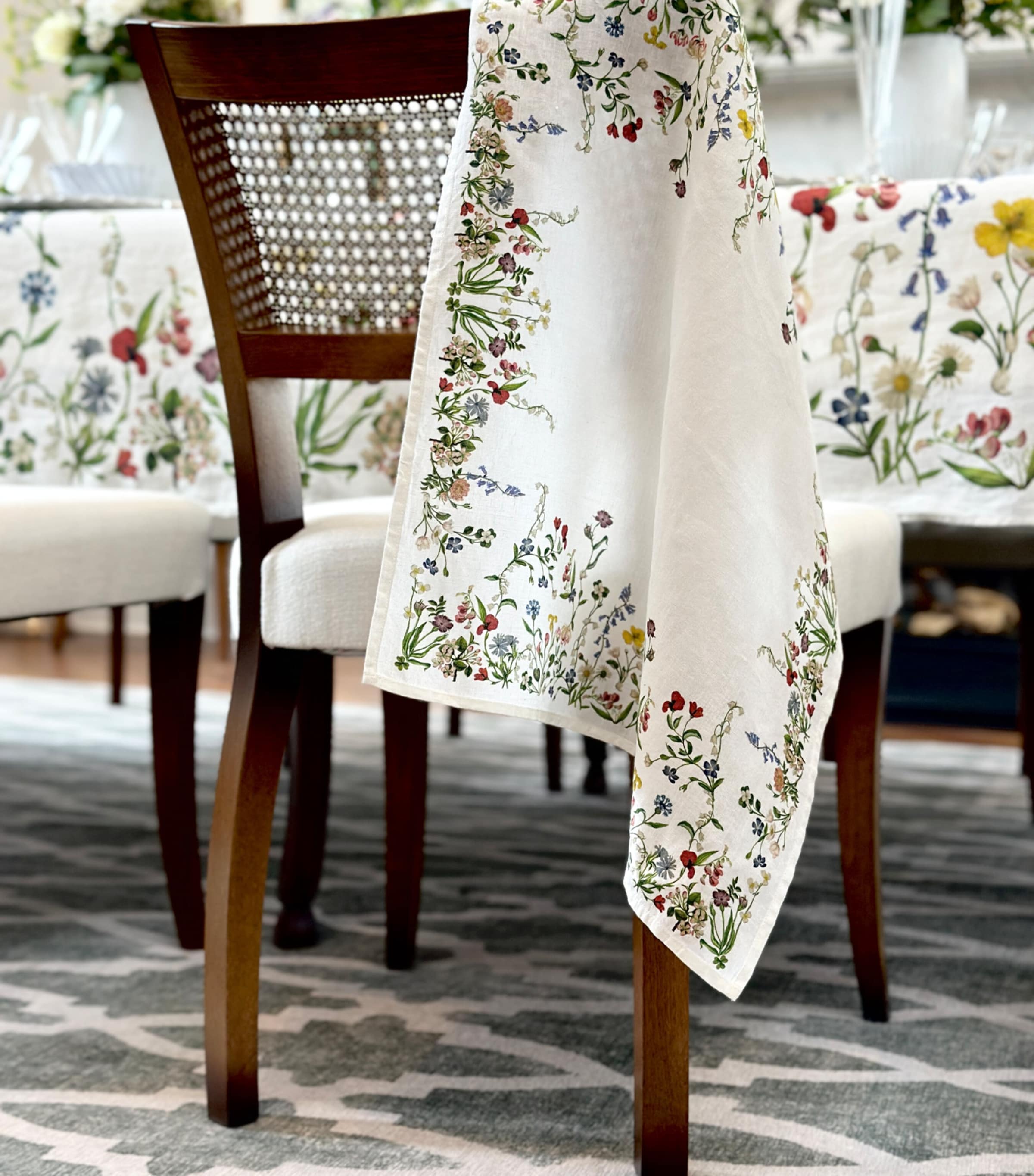 Summerill & Bishop linen botanical wildflower napkin 50cm x 50cm (British brand)