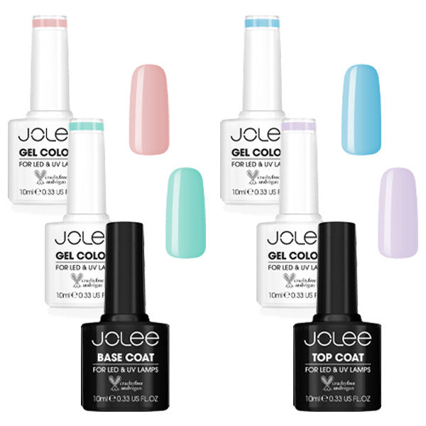 JoLee Gel Nail Polish Set 6x10ml - 4 Colours + Top & Base GOODS Superdrug   