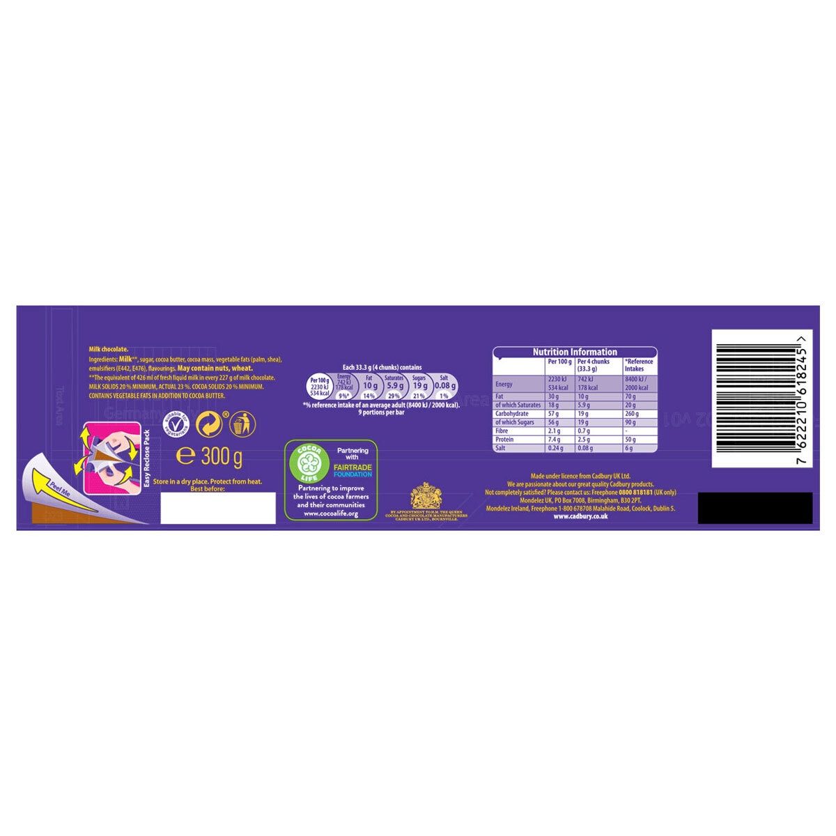 Cadbury Dairy Milk Chocolate, 4 x 300g GOODS Costco UK