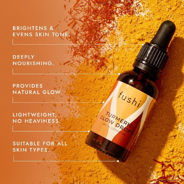 Fushi Turmeric Glow Drops with Saffron face oil 30ml (British brand)