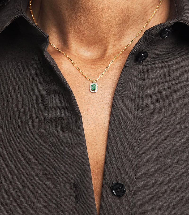 SHAY Mini Me Necklace 18k gold emerald diamonds, imported from the UK