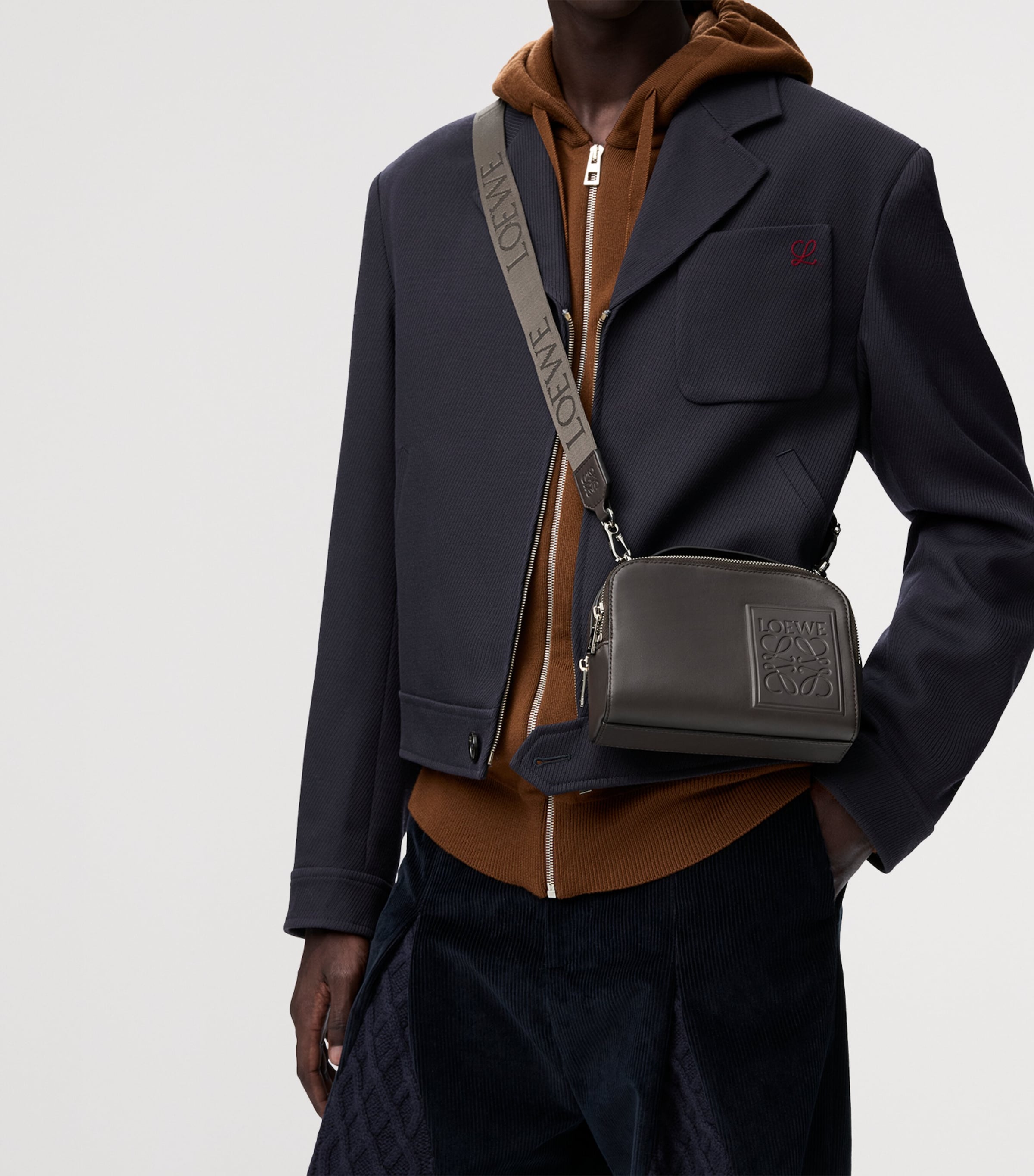 LOEWE Mini Leather Patch camera bag, UK version