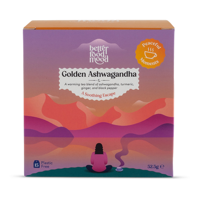 Holland & Barrett Golden Turmeric Ashwagandha Tea with Ginger and Black Pepper Herbal Tea Bags (15 Tea Bags)- Buy online at McGrocer