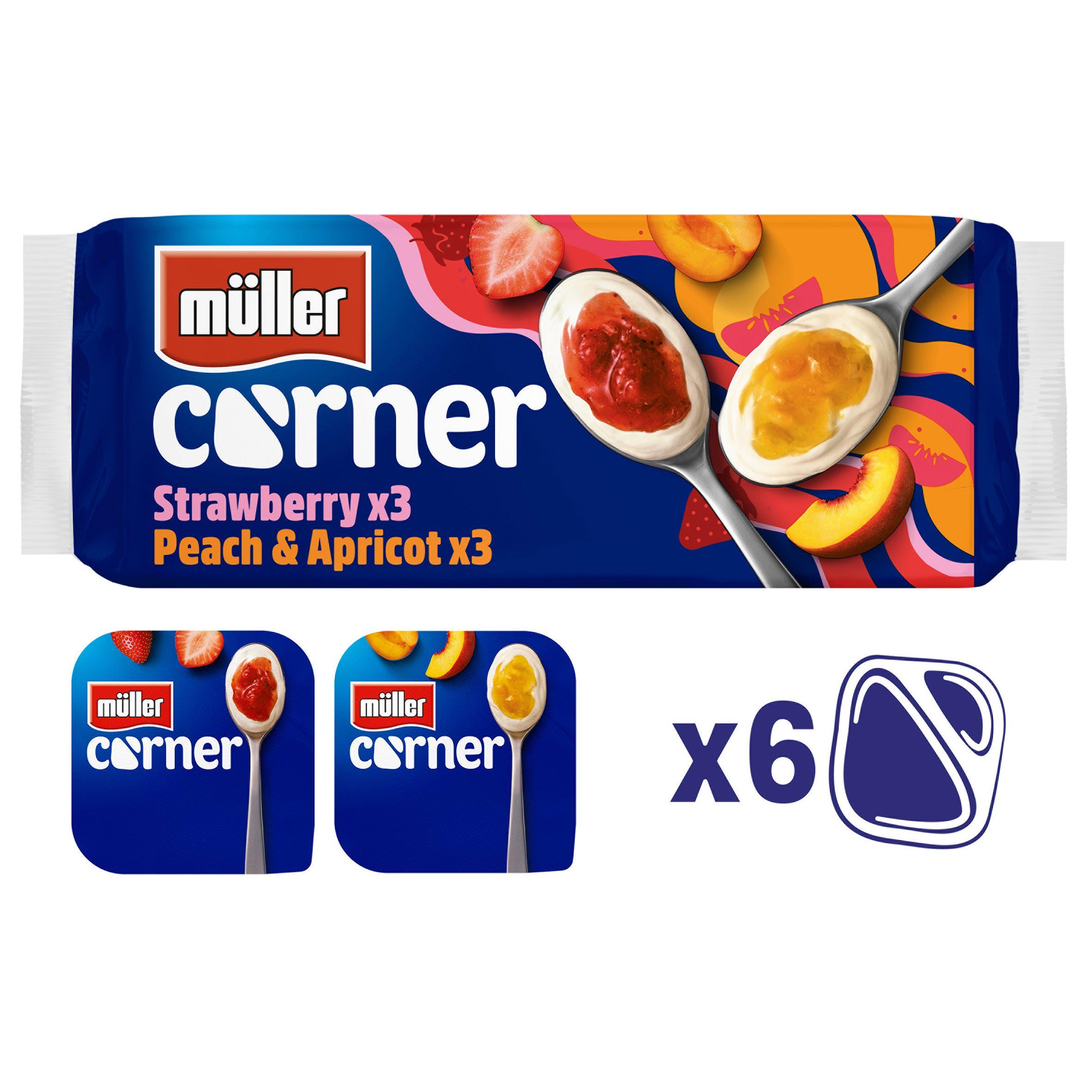 Müller Corner Strawberry & Peach & Apricot Yogurts 6x136g GOODS Sainsburys   