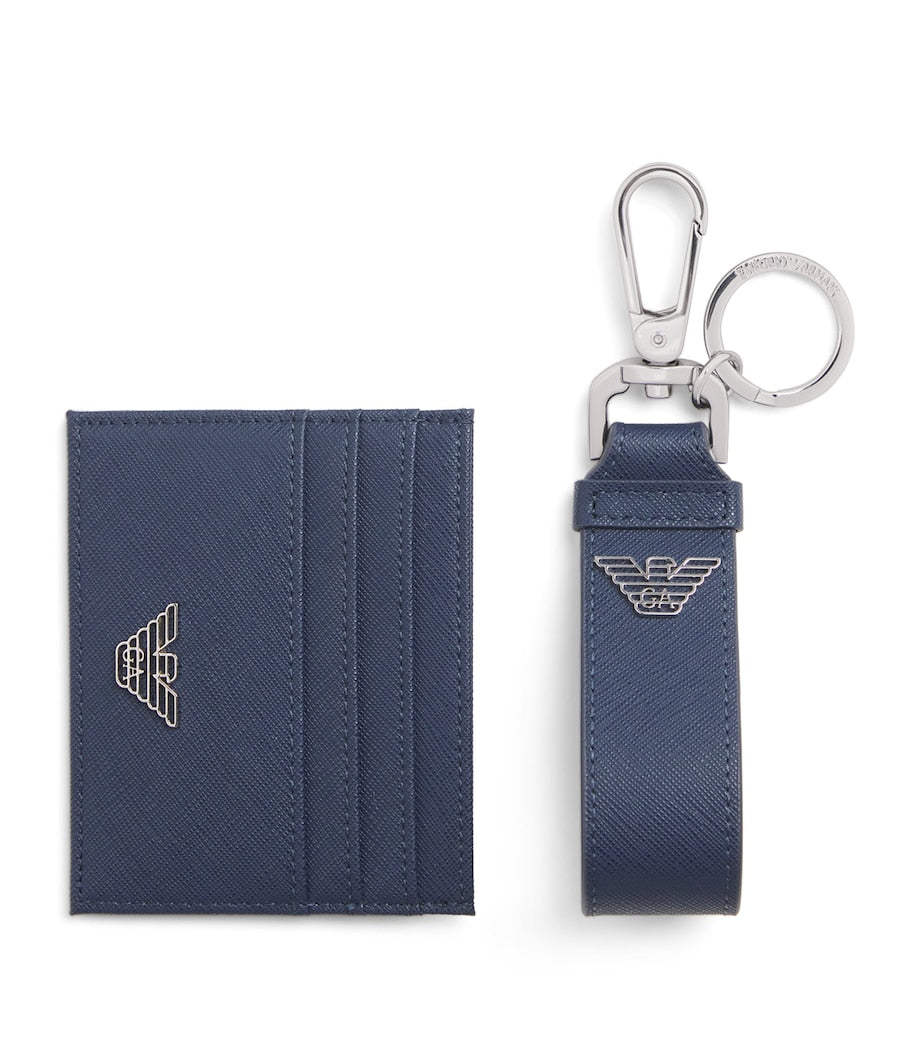 Emporio Armani Leather Card Holder and Keyring Set