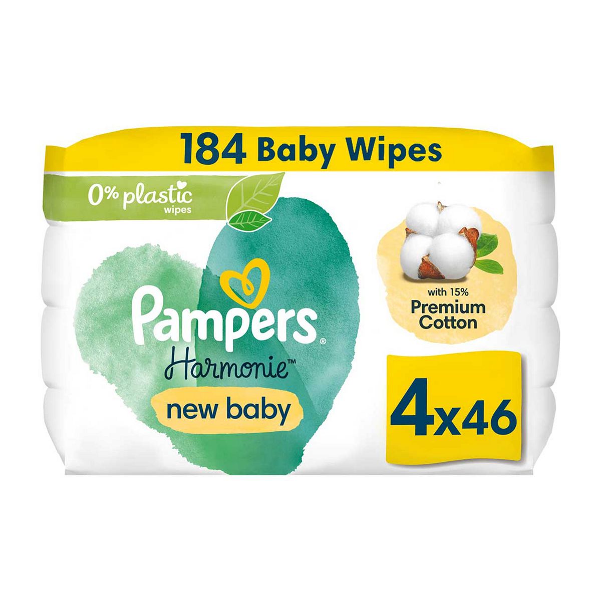 Pampers Harmonie New Baby Wipes Plastic Free 4 Packs = 184 Wipes GOODS Boots   