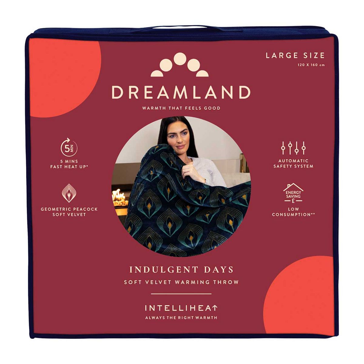 Dreamland Indulgent Days Soft Velvet Warming Throw Geometric Peacock 120 X 160 Cm GOODS Boots   