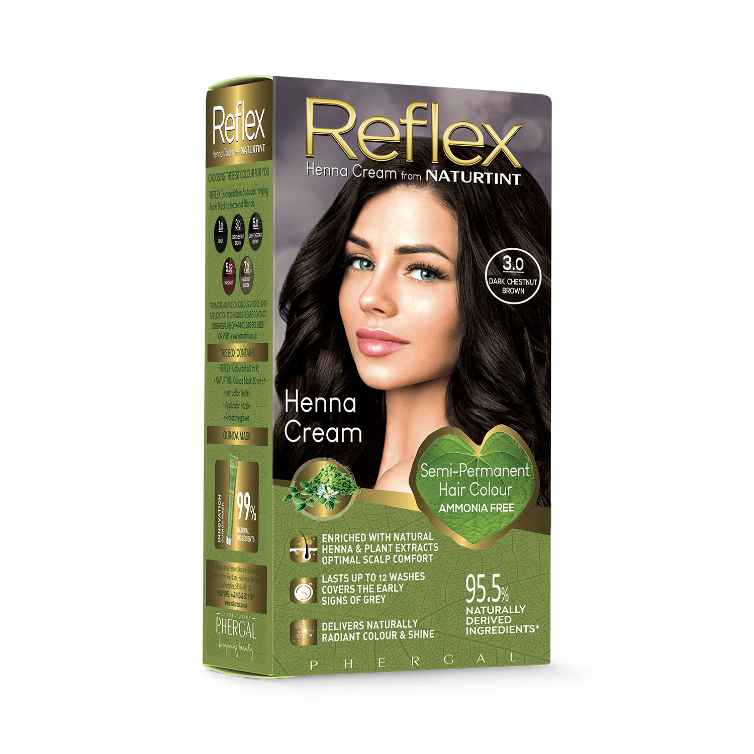 Naturtint Reflex Dark Chestnut Brown dye 60ml, imported from the UK
