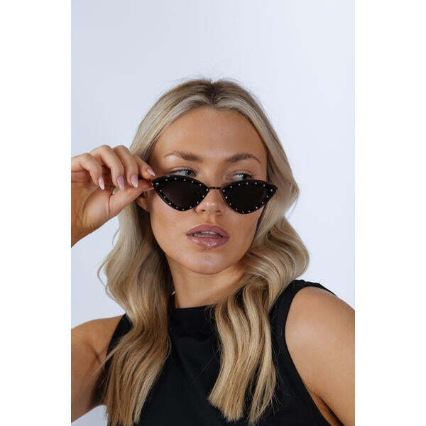SVNX diamante cat-eye sunglasses in black - British product