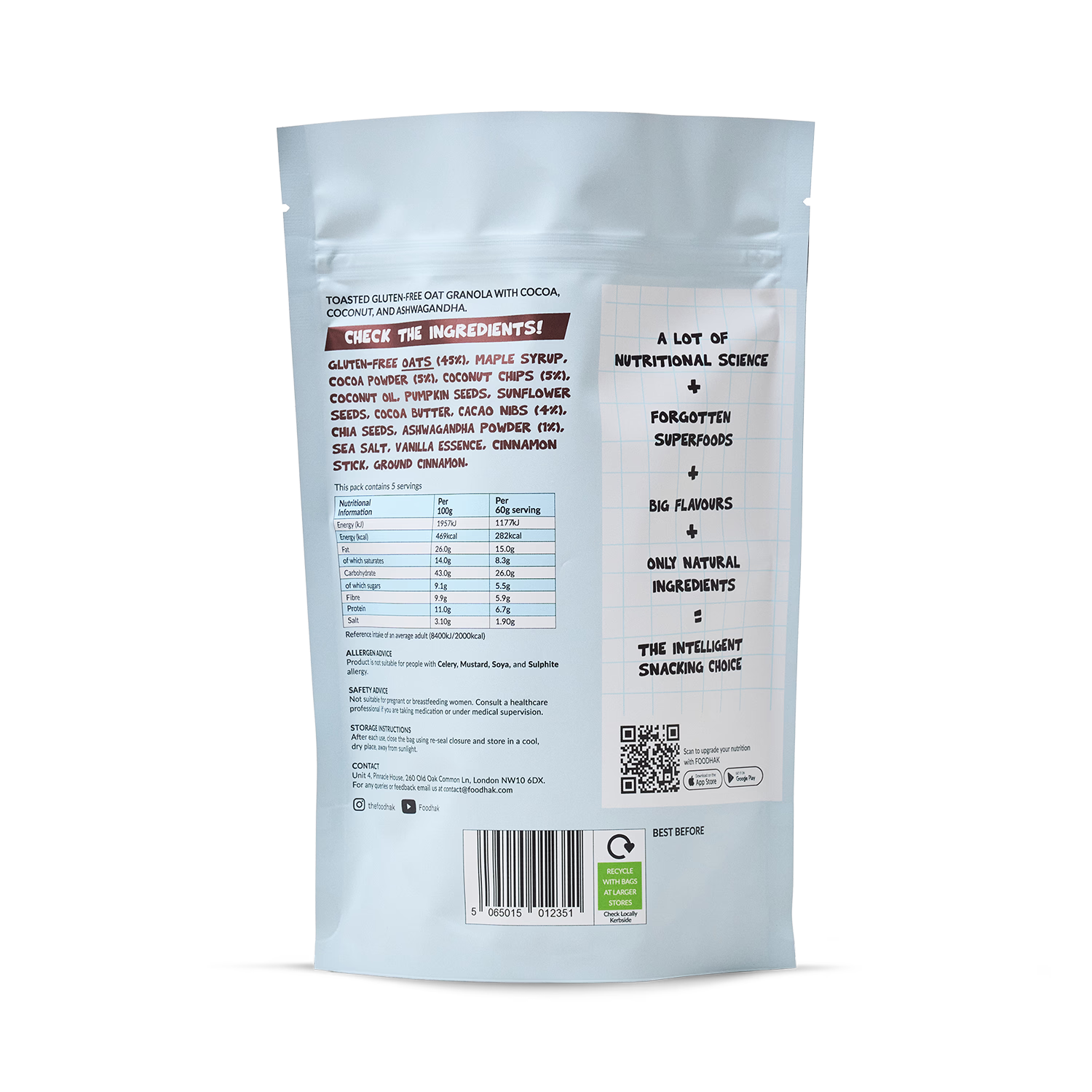 Granola Ashwagandha and Cocoa with seeds, UK version