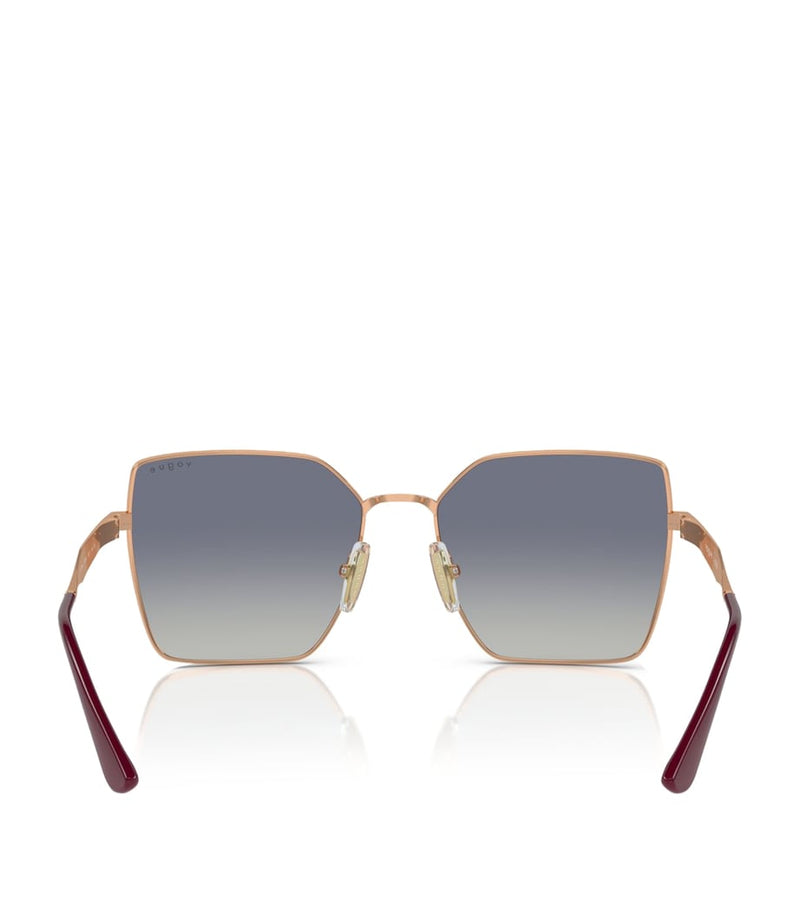 Vogue square sunglasses rose gold metal graduated tint (British brand)