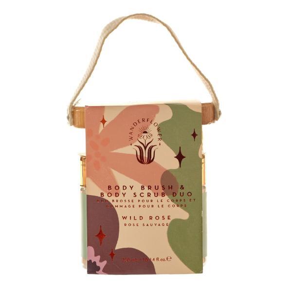 Wanderflower Body Brush and Scrub Duo Wild Rose (British brand)