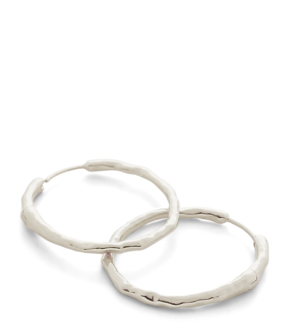 Monica Vinader sterling silver hammered hoop earrings, imported from the UK