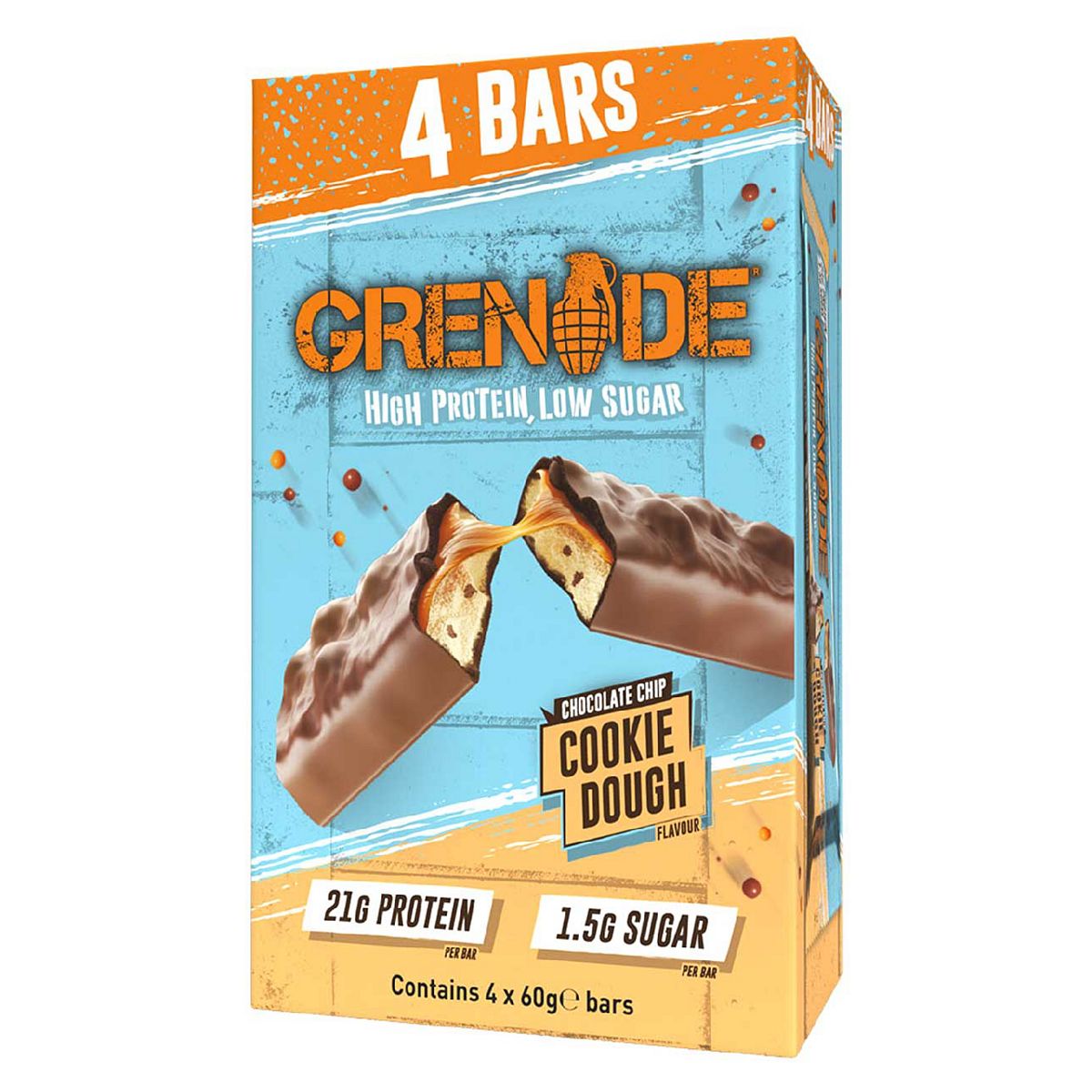 Grenade Chocolate Chip Cookie Dough Protein Bars - 4 x 60g GOODS Boots   