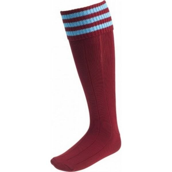 Euro Kids Stripe Detail Football Socks (3-6) GOODS Superdrug Maroon/Sky Blue  