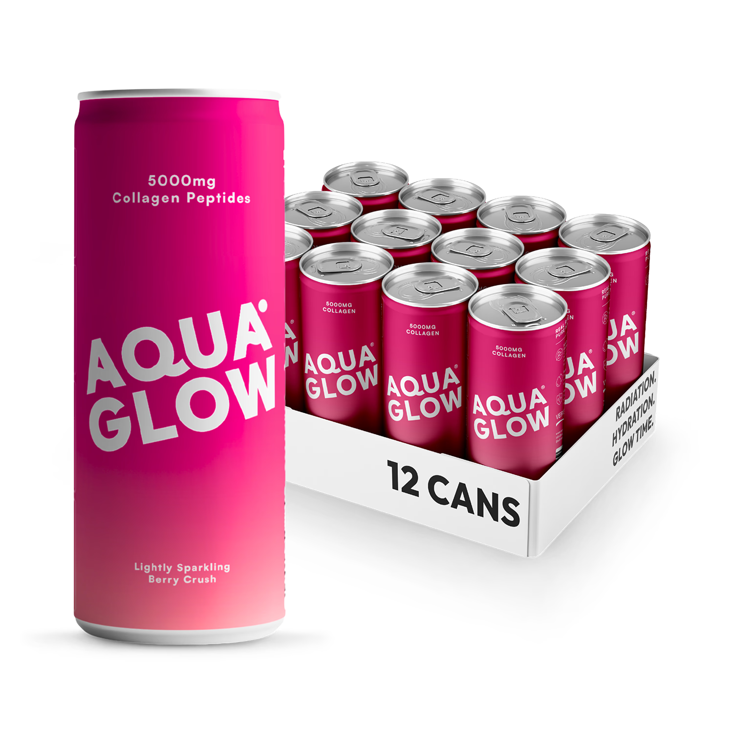 AQUA GLOW Berry Crush collagen drink 12x250ml, UK version