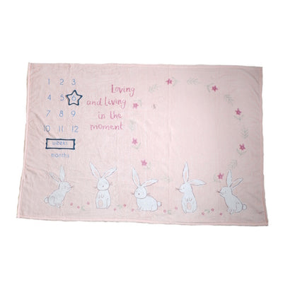Superdrug Ziggle Baby Milestone Blanket Pink Bunnies Fleece 120cm x 100cm- Buy online at McGrocer