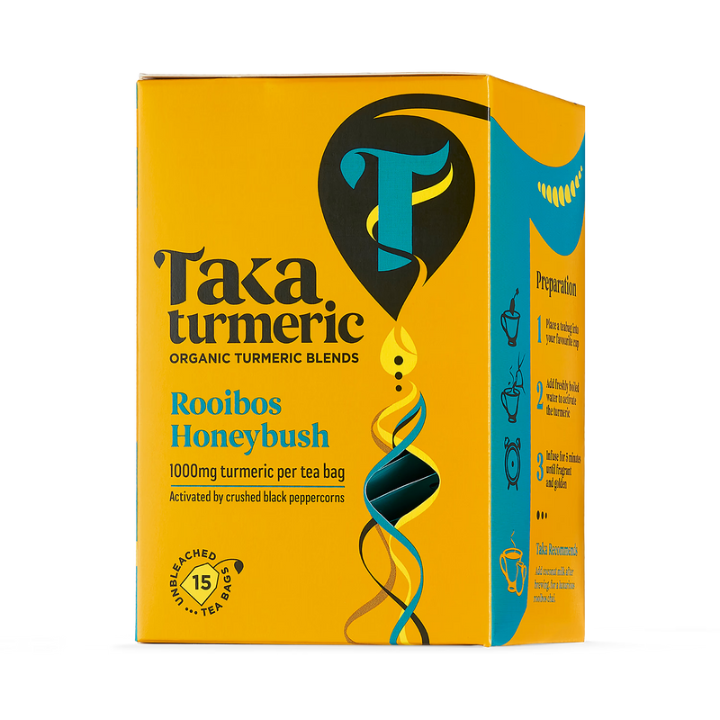 Taka Turmeric organic rooibos honeybush turmeric tea 15 teabags, UK version