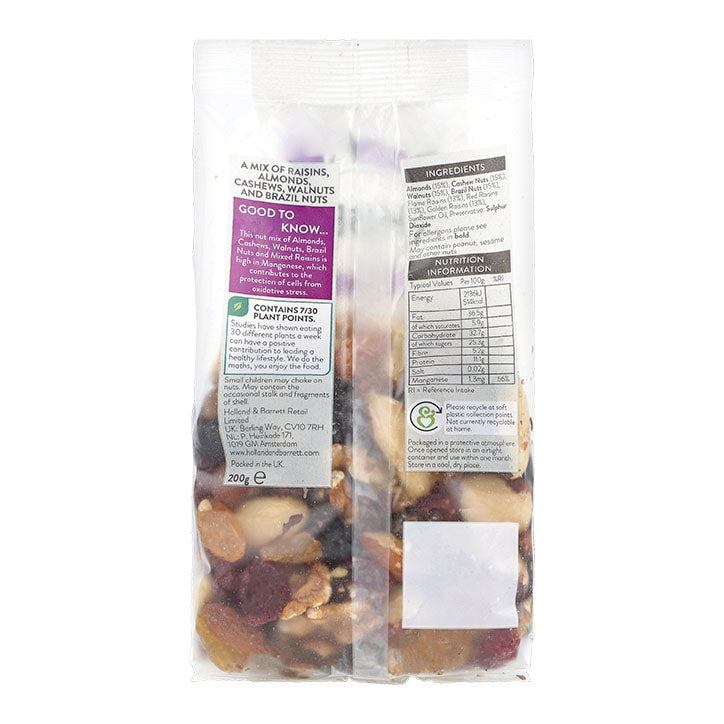 Holland & Barrett Mixed Nuts & Raisins 200g Fruit & Nut Mixes Holland&Barrett   