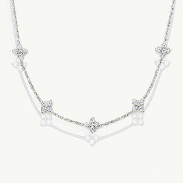 MUCHV flower charm necklace in gold or silver 45cm - British product