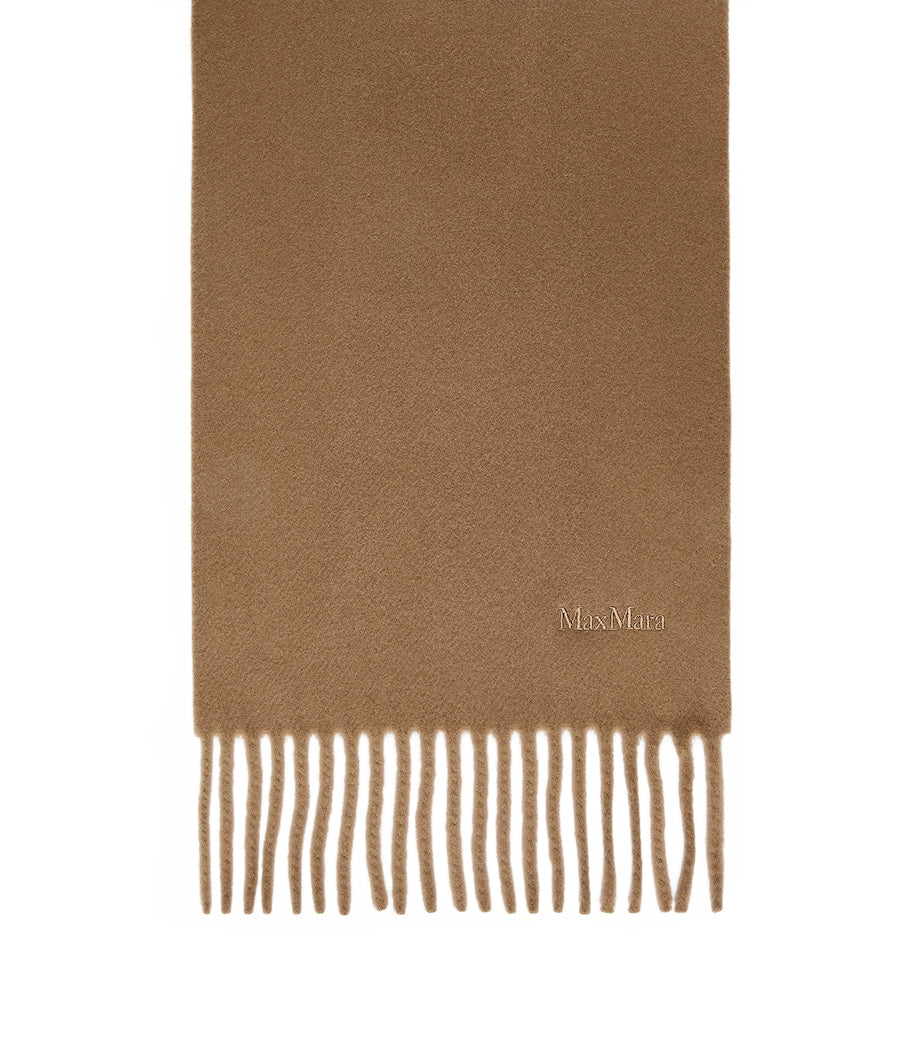 Max Mara wool fringed logo scarf 25x208cm, UK version