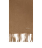 Max Mara wool fringed logo scarf 25x208cm, UK version