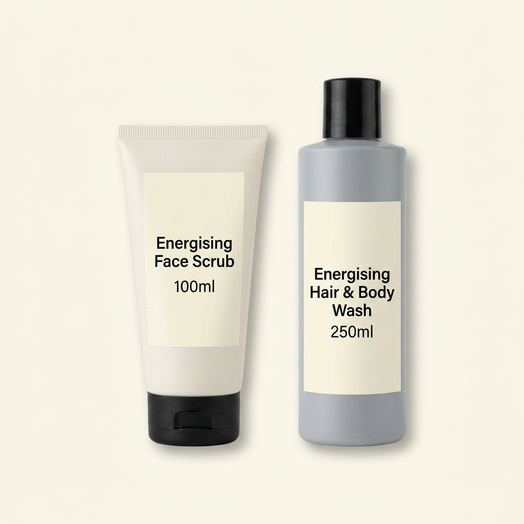 No7 Men Energising Face Scrub and Hair & Body Wash bundle - British product