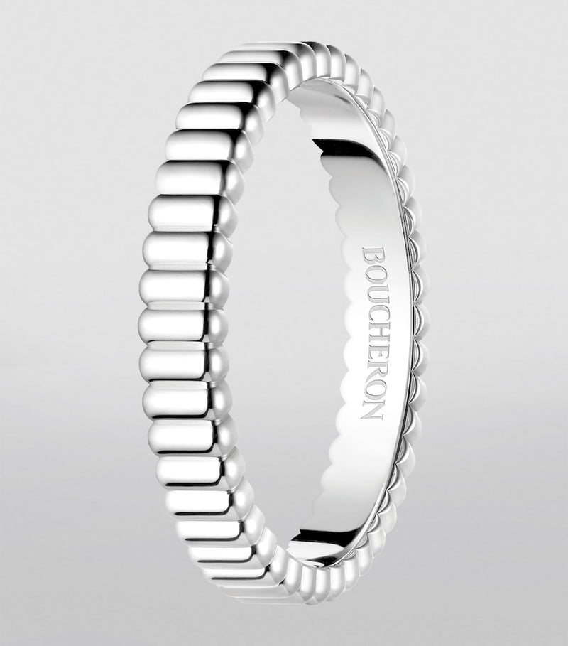 Boucheron white gold grosgrain wedding band, imported from the UK