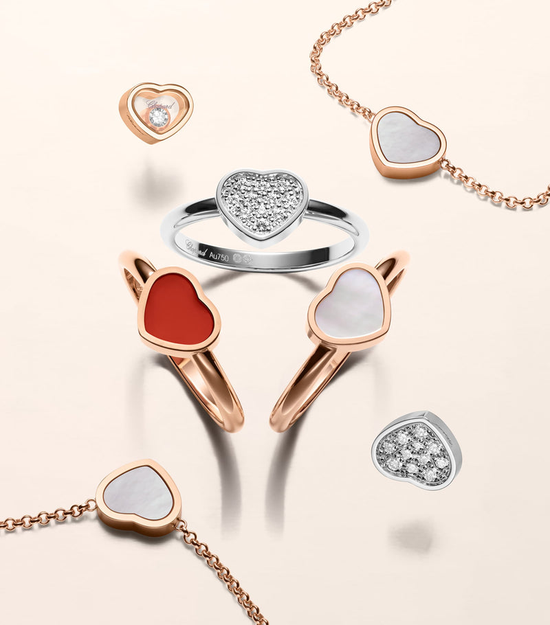 Chopard white gold and diamond Happy Hearts ring, imported from the UK