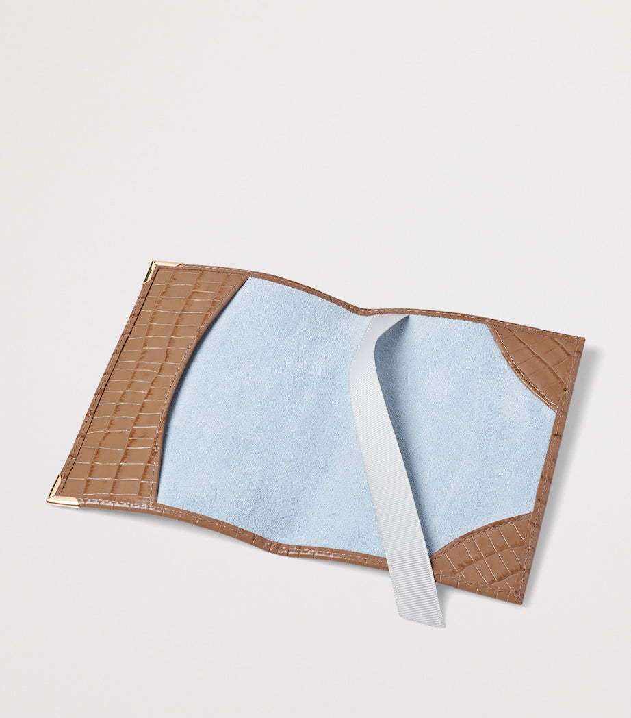 Aspinal of London croc-effect leather passport cover, UK version