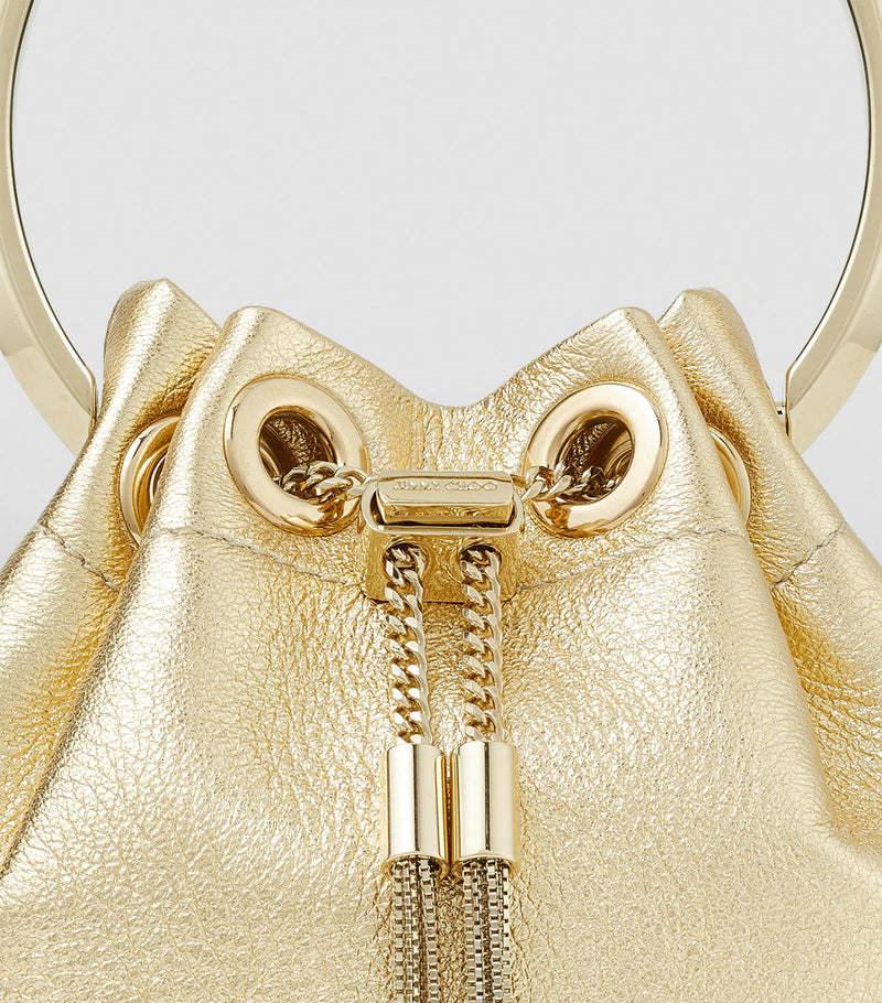 Jimmy Choo Micro Bon Bon top-handle bag metallic leather (British brand)
