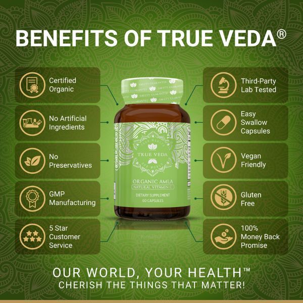 True Veda | Organic Amla | Vitamin C | Vegan | 60 Caps