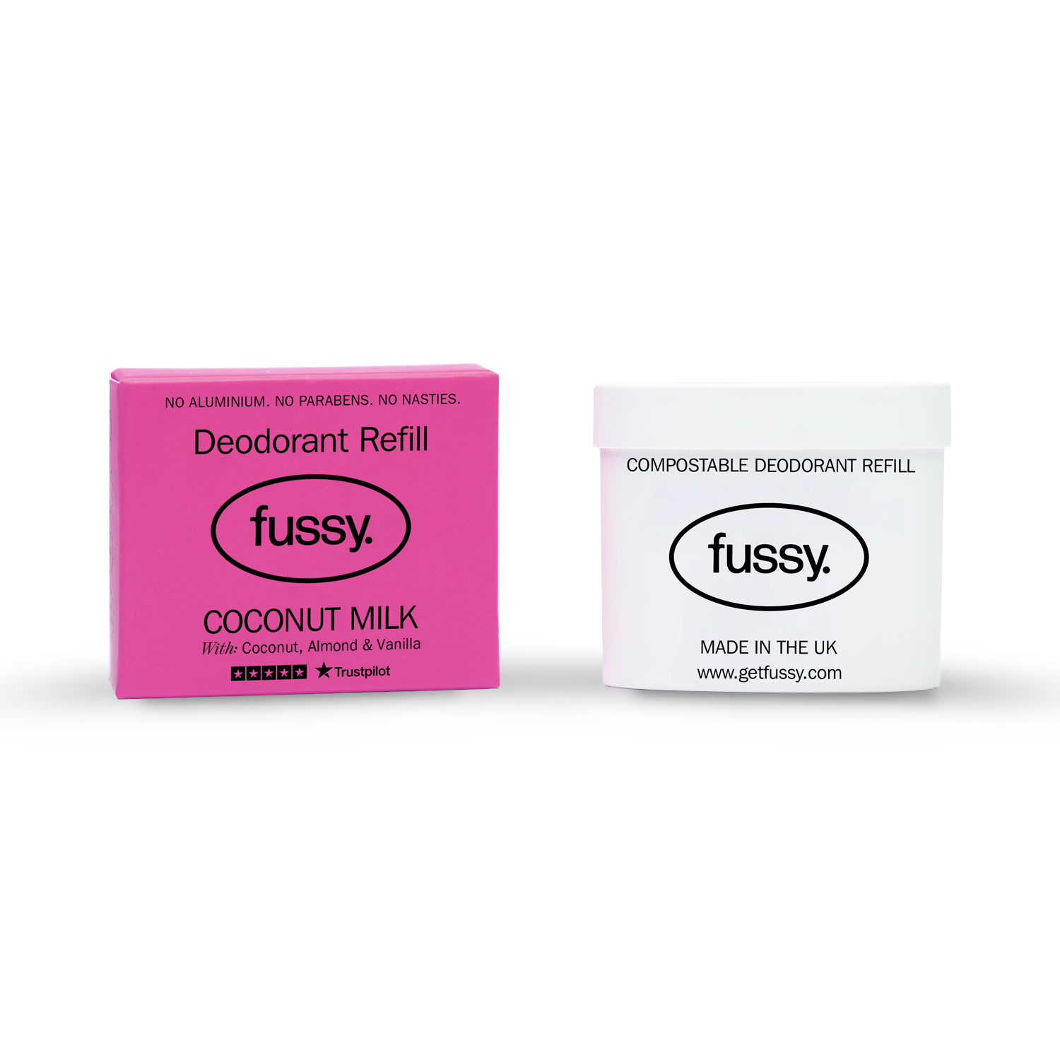 Fussy natural deodorant refill Coconut Milk 40g, imported from the UK