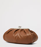 Weekend Max Mara Pasticcino large leather clutch bag with clasp - British product